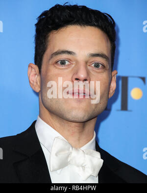 Los Angeles, États-Unis. 06 Jan, 2019. BEVERLY HILLS, LOS ANGELES, CA, USA - 06 janvier : l'Acteur Rami Malek pose dans la salle de presse à la 76e Golden Globe Awards tenue à l'hôtel Beverly Hilton le 6 janvier 2019 à Beverly Hills, Los Angeles, Californie, États-Unis. (Xavier Collin/Image Crédit : Agence de Presse) L'agence de presse Image/Alamy Live News Banque D'Images