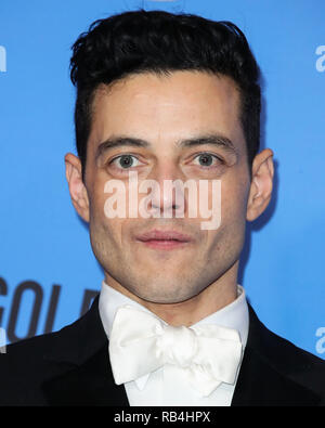 Los Angeles, États-Unis. 06 Jan, 2019. BEVERLY HILLS, LOS ANGELES, CA, USA - 06 janvier : l'Acteur Rami Malek pose dans la salle de presse à la 76e Golden Globe Awards tenue à l'hôtel Beverly Hilton le 6 janvier 2019 à Beverly Hills, Los Angeles, Californie, États-Unis. (Xavier Collin/Image Crédit : Agence de Presse) L'agence de presse Image/Alamy Live News Banque D'Images