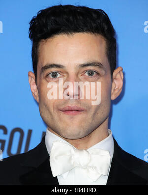 Los Angeles, États-Unis. 06 Jan, 2019. BEVERLY HILLS, LOS ANGELES, CA, USA - 06 janvier : l'Acteur Rami Malek pose dans la salle de presse à la 76e Golden Globe Awards tenue à l'hôtel Beverly Hilton le 6 janvier 2019 à Beverly Hills, Los Angeles, Californie, États-Unis. (Xavier Collin/Image Crédit : Agence de Presse) L'agence de presse Image/Alamy Live News Banque D'Images