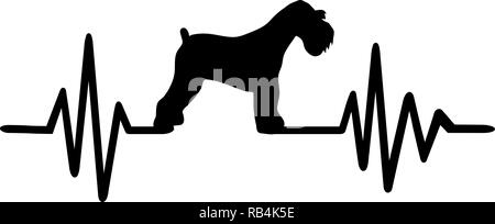 Impulsion de signal de ligne avec silhouette chien Schnauzer nain Illustration de Vecteur