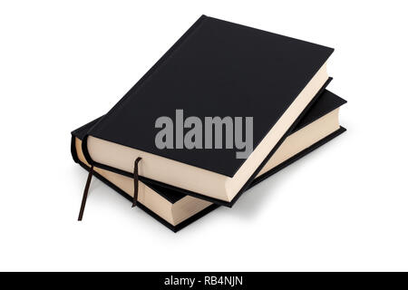 Deux livres noirs isolé sur fond blanc Banque D'Images