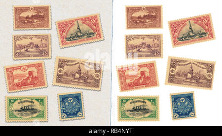 Vintage stamps ottoman vieux timbres isolés Banque D'Images