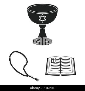 Bol,rosaire,bible,couleur,colle,christian,,vide,catholique croix,alimentation,baptiste,collier,container,foi,couvrir,brillante,perles, icône,livre,soupe,religion,gospel,islamique chapitre,arabe,saint,articles,musulmans,bougie,cadre,attribute,Gold,silver,design,decoration,set,icône,,illustration,collection,isolé,graphique,élément,signer,Black,de simples vecteurs vecteur , Illustration de Vecteur
