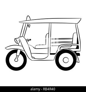 Transport en Thaïlande tuk tuk à la main pour un livre à colorier, Vector Illustration Illustration de Vecteur