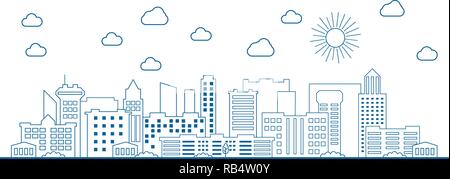 Grande ville moderne d'Art de la ligne de contexte Illustration de Vecteur