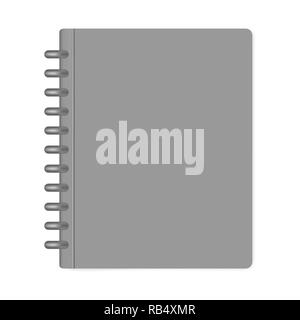 Format lettre fermée discbound carnet, mock-up. Disque gris lié note dossier livre isolé sur fond blanc, immersive Illustration de Vecteur