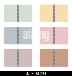 Lettre ouverte de cahiers disque rechargeables taille, couleur pastel dossier mock-up set. Discbound vide multicolores remarque livre couvre propagation, immersive Illustration de Vecteur