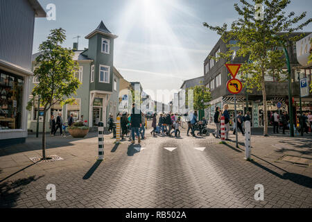 Scène de rue, Festival d'été, Journée Culturelle, Reykjavik, Islande Banque D'Images