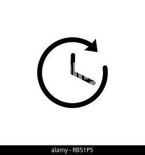 L'icône de temps en noir. Le symbole de l'horloge avec la flèche Illustration de Vecteur