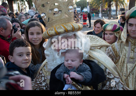 Barcelone 2019 día de reyes avis ada colau los recibe en El Puerto de Barcelona Banque D'Images