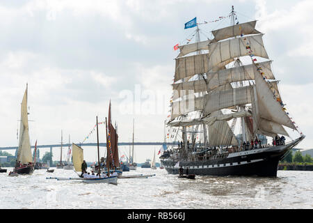 Nantes (nord-ouest de la France). 2016/06/04. À l'occasion de la manifestation culturelle et nautique "Debord de Loire", le Belem, navire enregistré comme un Nat Banque D'Images