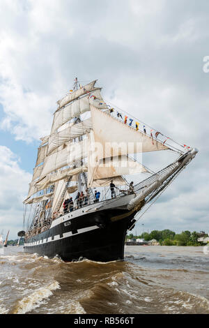 Nantes (nord-ouest de la France). 2016/06/04. À l'occasion de la manifestation culturelle et nautique "Debord de Loire", le Belem, navire enregistré comme un Nat Banque D'Images