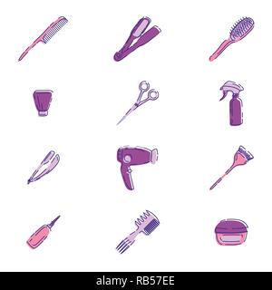 Collection Barbershop isolé sur fond blanc. Vector icons Illustration de Vecteur
