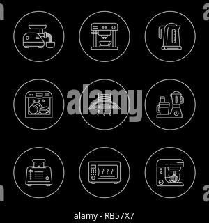 Des ustensiles de cuisine et appareils ménagers icônes linéaire Illustration de Vecteur