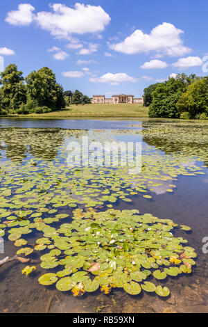 Nénuphars sur le lac à Stowe House Gardens, Buckinghamshire UK Banque D'Images