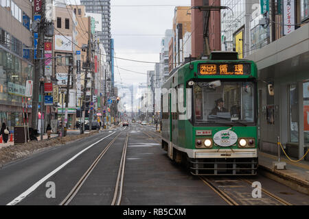 Le Tram à Sapporo, Japon Banque D'Images