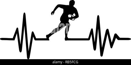 Impulsion de signal de ligne avec rugby player et word Illustration de Vecteur