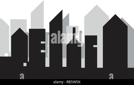 Ville moderne silhouette ville vector illustration en modèle plat Illustration de Vecteur