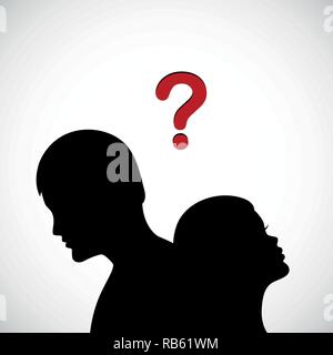 L'homme et la femme silhouette grande question vector illustration Illustration de Vecteur