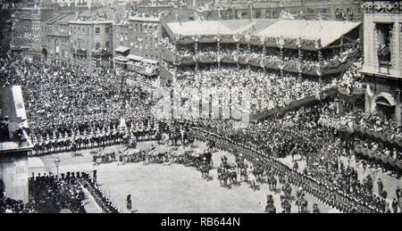 Photo de la procession du Jubilé de diamant de Horse Guards à Londres. La cérémonie a marqué le jubilé de diamant de la reine Victoria (1819 - 1901). Datée 1897 Banque D'Images