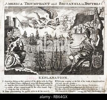 El Capitan et Britannia en détresse. 1782 allégorie de la prospérité des États-Unis et de la victoire sur l'Angleterre. Banque D'Images