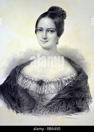 Helene Luise Elisabeth d'Mecklenberg-Schwerin (1814-1858), duchesse d'Orléans après le mariage de Ferdinand Philippe, fils aîné de Louis Philippe I de France. Lithogrpah, Paris, c1840. Banque D'Images