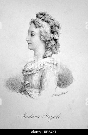 Madame Royale : Marie Thérèse Charlotte, duchesse d'Angouleme (1778-1851) edest enfant de Louis XVI de France. Lithographie, Paris, c1840. Banque D'Images