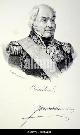 Jean-Baptiste Jourdan, 1er Comte Jourdan (1762-1833), militaire français, Maréchal de France 1804. L'un des commandants les plus réussies de Napoléon. Lithographie, Paris, c1840. Banque D'Images