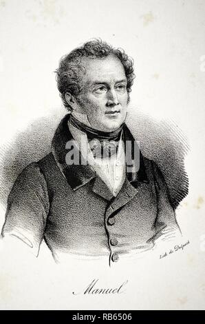 Jacques Antoine Manuel (1775-1827) orateur français et républicain. Lithographie, Paris, c1840. Banque D'Images