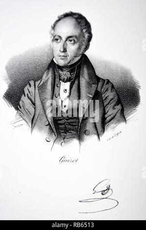 François Pierre Guillaume Guizot (1787-1874) Historien et homme politique français. Servi sous Louis Philippe I jusqu'à la révolution de 1848. Lithographie, Paris 1832. Banque D'Images