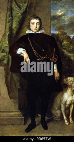 Portrait de Prince Rupert du Palatinat et son chien, 1631. Rupert, comte palatin du Rhin, duc de Bavière, Prince Rupert du Rhin, (17 décembre 1619 - 29 novembre 1682). Soldat allemand, l'amiral, scientifique, sportif, artiste amateur et gouverneur colonial au 17ème siècle Banque D'Images