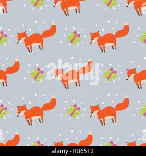 Fun imprimer. cute little foxes avec motif transparent fox avec eps 10 cadeaux Illustration de Vecteur