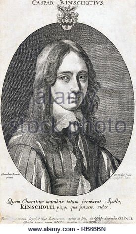 Portrait de Caspar van Kinschot, 1622 - 1646, était un avocat et poète néerlandais, par une gravure graveur Wenceslaus Hollar Bohème à partir de 1650 Banque D'Images