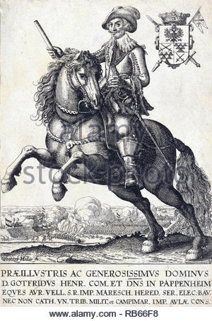 Pappeneheim 1594 Count, - 1632, était un maréchal de l'Empire romain dans la guerre de Trente Ans, par une gravure graveur Wenceslaus Hollar Bohème à partir de 1600 Banque D'Images