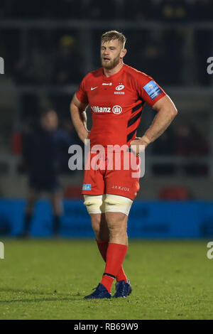 4e janvier 2018, Stade AJ Bell , Vente, Angleterre ; Gallagher Premiership, Sale v Saracens ; George Kruis de Sarrasins au cours du jeu Crédit : Mark Cosgrove/News Images Banque D'Images