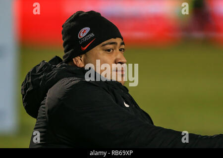 4e janvier 2018, Stade AJ Bell , Vente, Angleterre ; Gallagher Premiership, Sale v Saracens ; Titi Lamositele de Sarrasins Crédit : Mark Cosgrove/News Images Banque D'Images