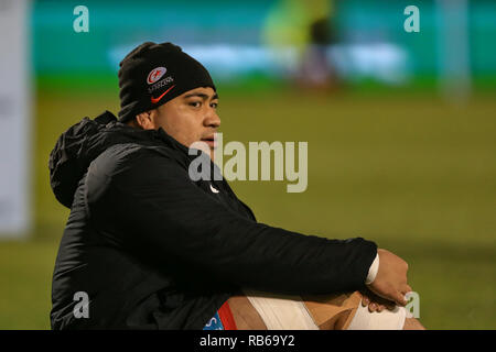 4e janvier 2018, Stade AJ Bell , Vente, Angleterre ; Gallagher Premiership, Sale v Saracens ; Titi Lamositele de Sarrasins Crédit : Mark Cosgrove/News Images Banque D'Images