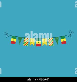 Drapeaux décorations bunting pour le Sénégal de la fête nationale de télévision design. Date de l'indépendance ou de la fête nationale. Illustration de Vecteur