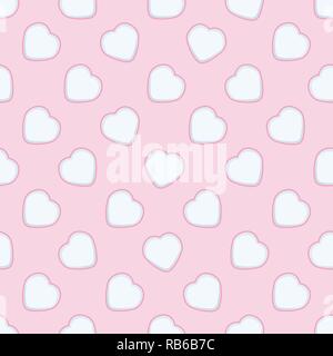 Vector seamless background avec le coeur. l'amour, romantique, un mariage ou d'une saint Valentin coeurs blanc. motif sur fond rose Illustration de Vecteur