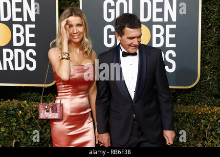 Los Angeles, USA. 06 Jan, 2019. Antonio Banderas et Nicole Kimpel participant à la 76e Golden Globe Awards au Beverly Hilton Hotel le 6 janvier 2019. Credit : Geisler-Fotopress GmbH/Alamy Live News Banque D'Images
