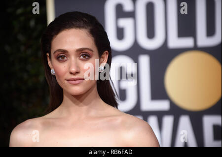 Los Angeles, USA. 06 Jan, 2019. Emmy Rossum assiste à la 76e Golden Globe Awards au Beverly Hilton de Los Angeles, CA le dimanche, Janvier 6, 2019. Credit : PictureLux Le Hollywood/Archive/Alamy Live News Banque D'Images