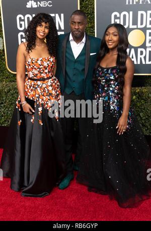 Dhowre Sabrina (l-r), l'Idris Elba Elba Isan et assister à la 76e Golden Globe Awards, Golden Globes, à l'hôtel Beverly Hilton à Beverly Hills, Los Angeles, USA, le 06 janvier 2019. Dans le monde d'utilisation | Banque D'Images