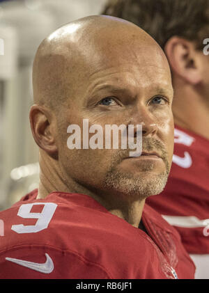 Santa Clara, Californie, États-Unis. Sep, 2015 3. San Francisco 49ers kicker Phil Dawson (9) le Jeudi, Septembre 03, 2015, au stade de Lévis à Santa Clara, en Californie. Les 49ers défait les chargeurs 14-12 dans un match pré-saison. Crédit : Al Golub/ZUMA/Alamy Fil Live News Banque D'Images