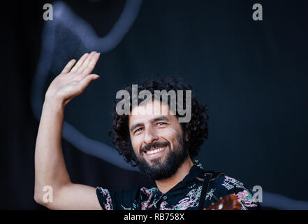 La chanteuse suédoise, auteur-compositeur et musicien José Gonzáles effectue un concert live au Danish Music Festival 2015 Northside à Aarhus. Le Danemark, 12/06 2015. À l'exception du Danemark. Banque D'Images