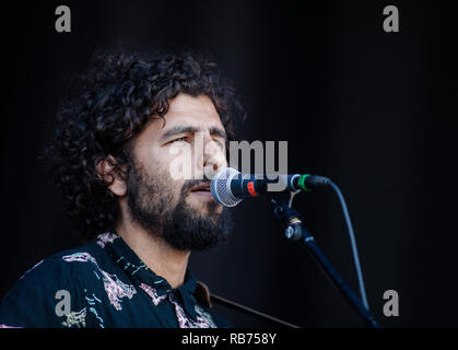 La chanteuse suédoise, auteur-compositeur et musicien José Gonzáles effectue un concert live au Danish Music Festival 2015 Northside à Aarhus. Le Danemark, 12/06 2015. À l'exception du Danemark. Banque D'Images