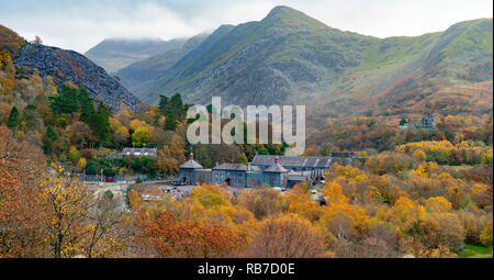 La National Slate Museum of Wales, et Château de Dolbadarn, Llanberis, Gwynedd, au nord du Pays de Galles. Prise en novembre 2018. Banque D'Images