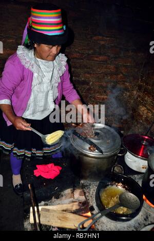 Cuy grillé - communauté paysanne restaurant - Llanganuco lagune - Parc National Huascaran. Département d'Ancash au Pérou. Banque D'Images