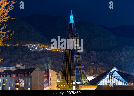 Andorre - Escaldes - Engordany, 06.01.2019, le complexe thermal de Caldea Caldea, complexe Thermal de bien-être. Banque D'Images