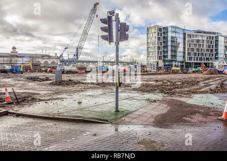 Marland House Cardiff en raison des travaux de démolition janvier 2016 pour faire place au nouveau centre de transport Banque D'Images