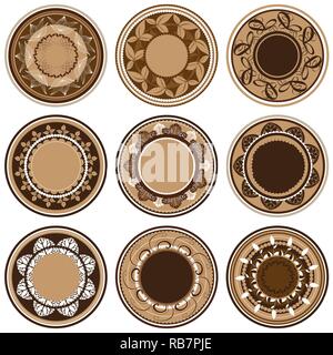 Ornement Motif rond. Éléments de décoration vintage. Les plaques avec les cycles de végétation différents, vector illustration Illustration de Vecteur